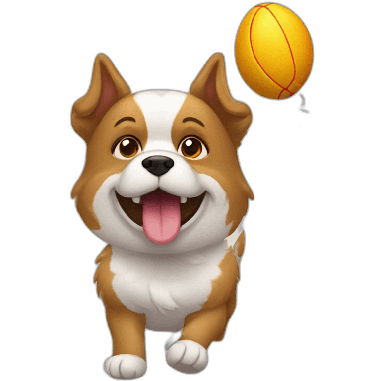 Chien qui coure avec un ballon de rugby emoji