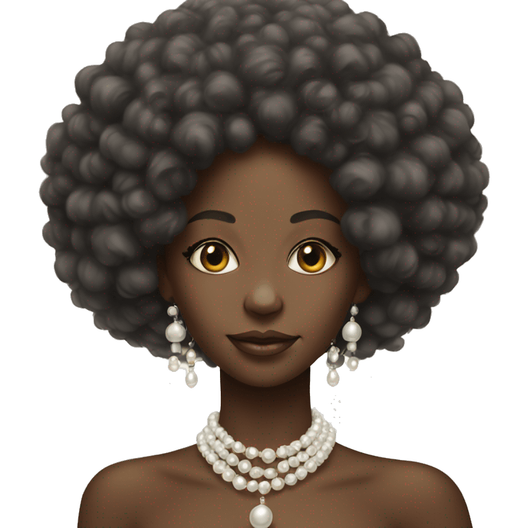 afro beauty with pearl necklace emoji