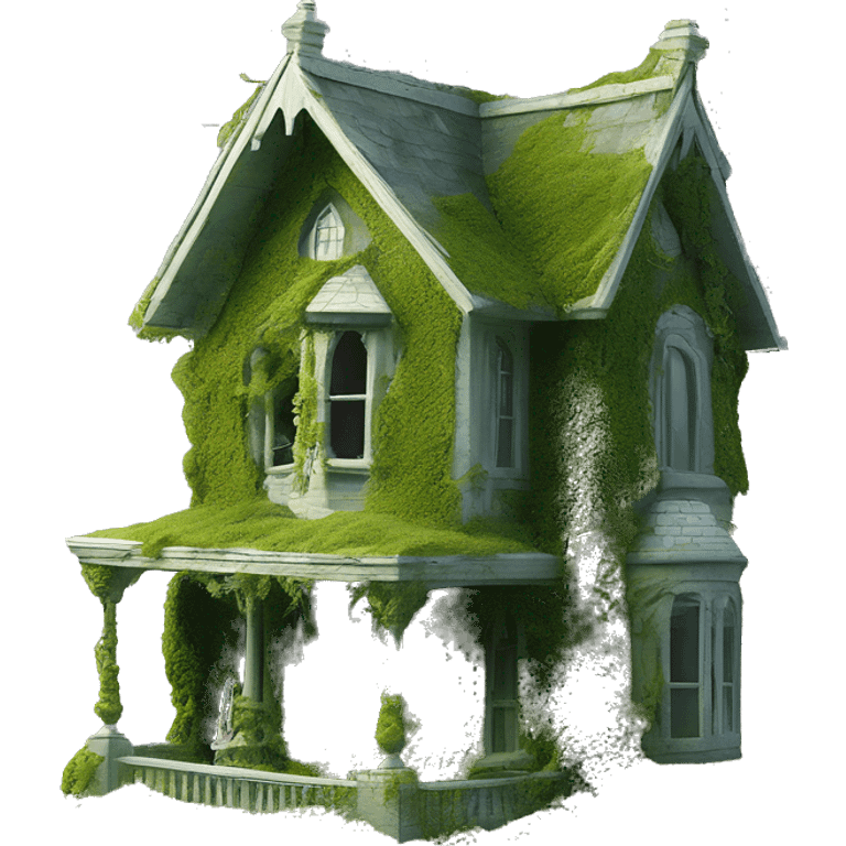 Barbie’s Queen Anne Victorian haunted mossy overgrown house birdhouse  emoji