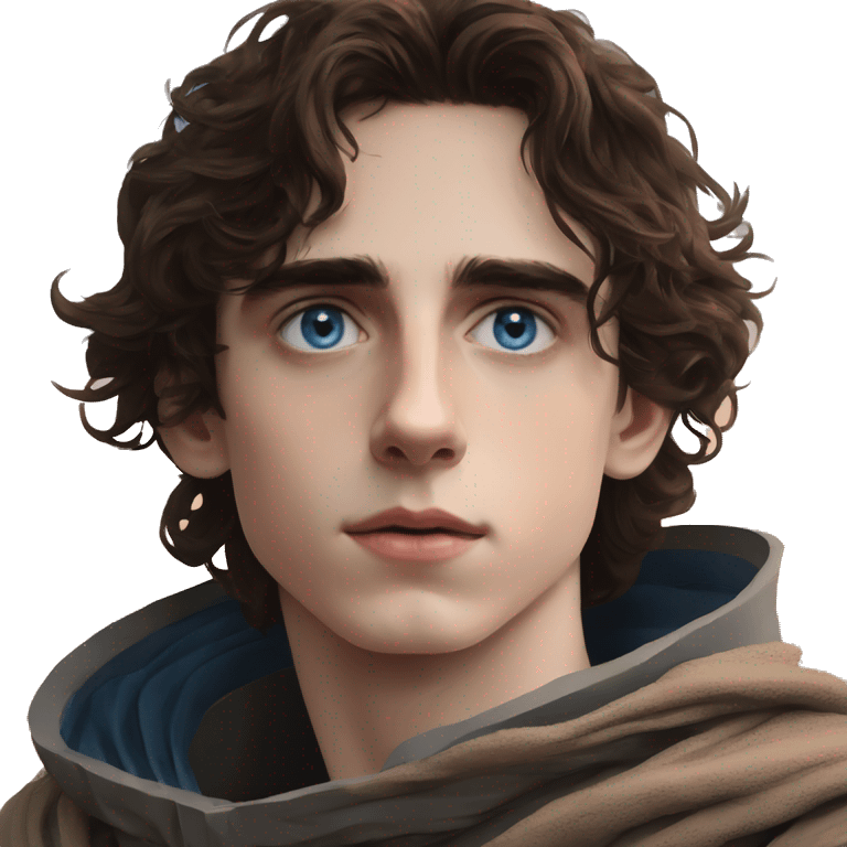 paul atreides timothee chalamet blue eyes with grey beigehood in dune emoji