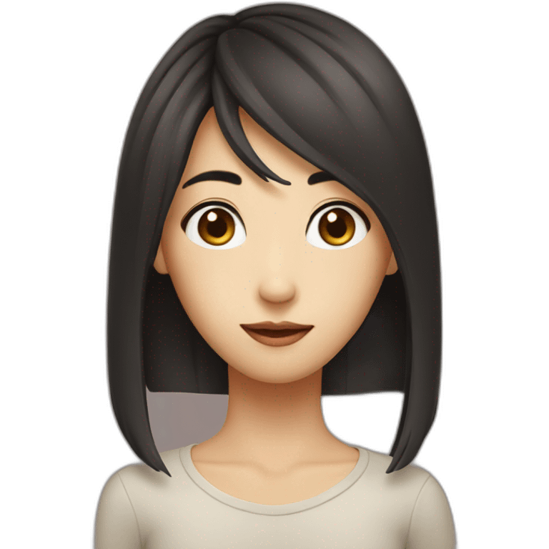 Long face semi asian emoji