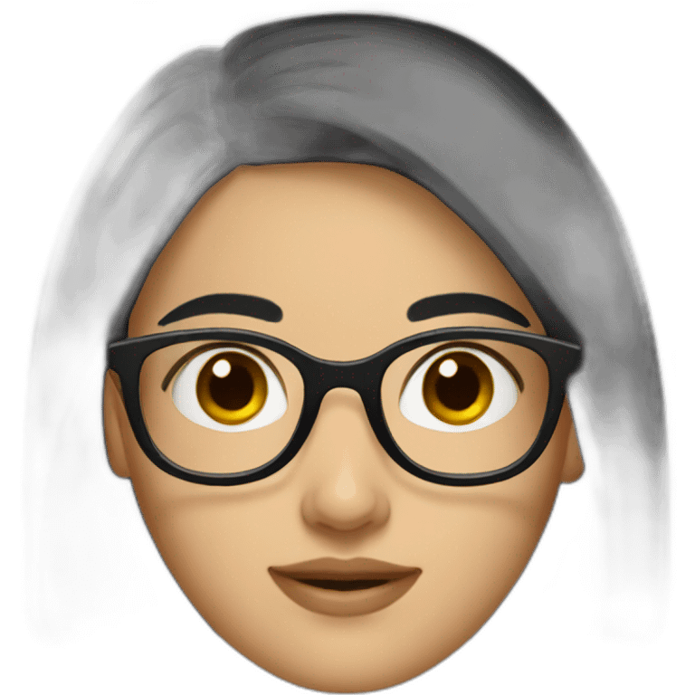 generate emoji unrussian girl with black hair, glasses, dark-black hair, brown eyes emoji