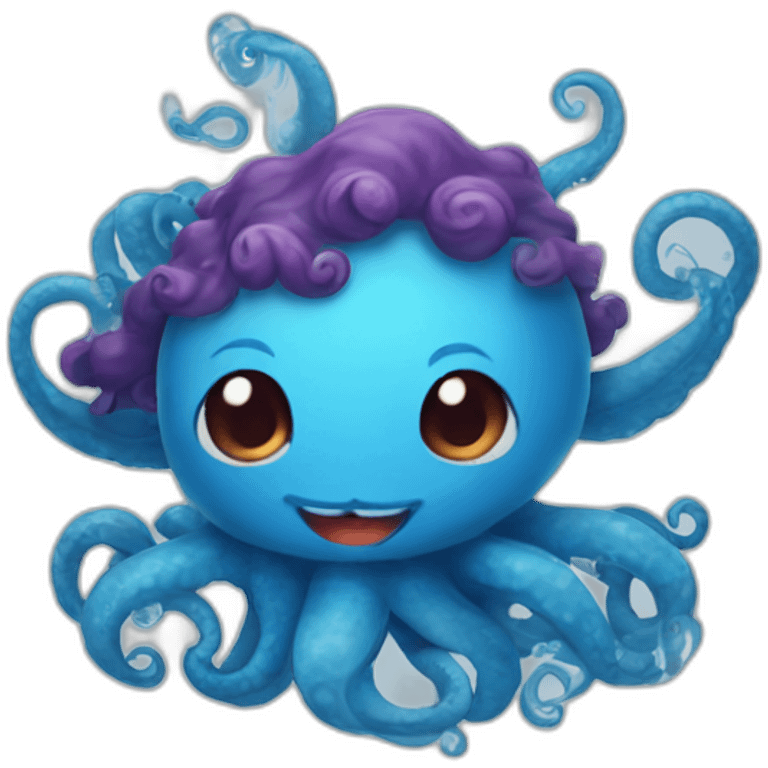 cute blue kraken love emoji