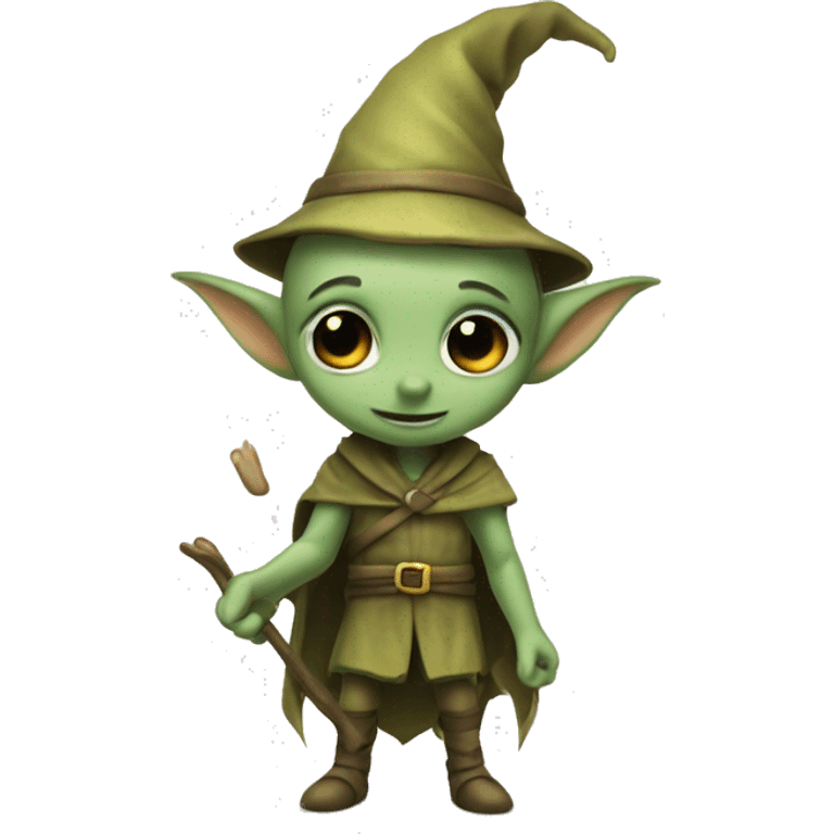 house-elves: Small, humanoid creatures bound to serve wizards and witches, known for their loyalty and powerful magic emoji