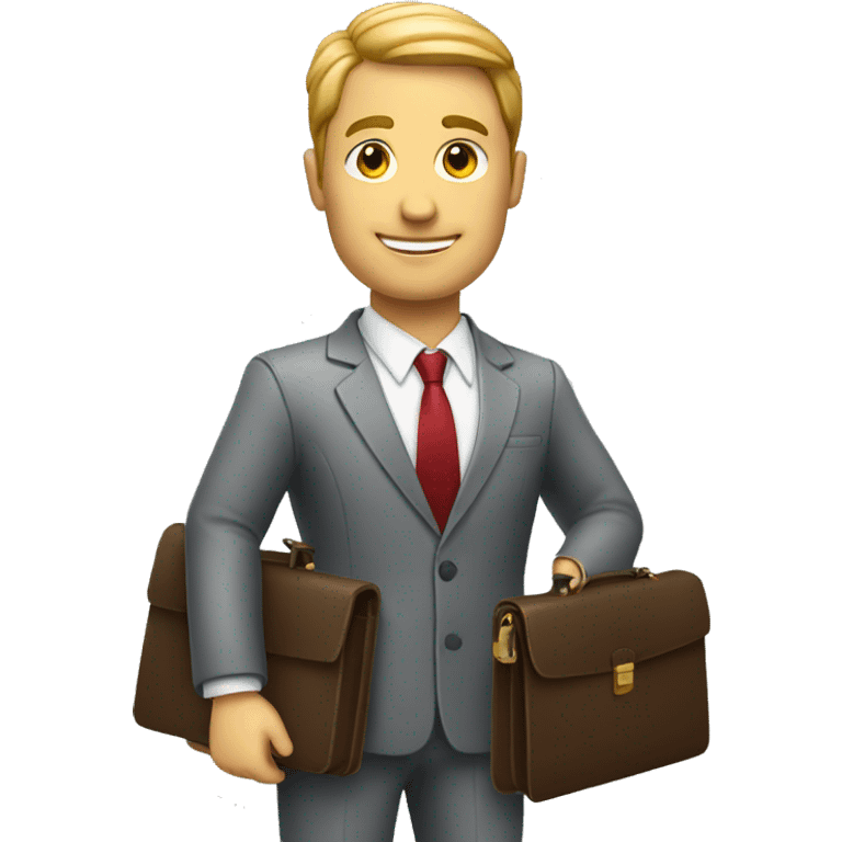 White Business man holding briefcase  emoji