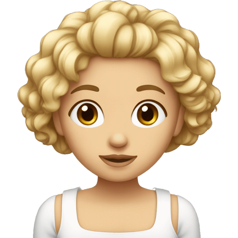 Fille aux cheveux courts et blanc qui fait un bisous emoji