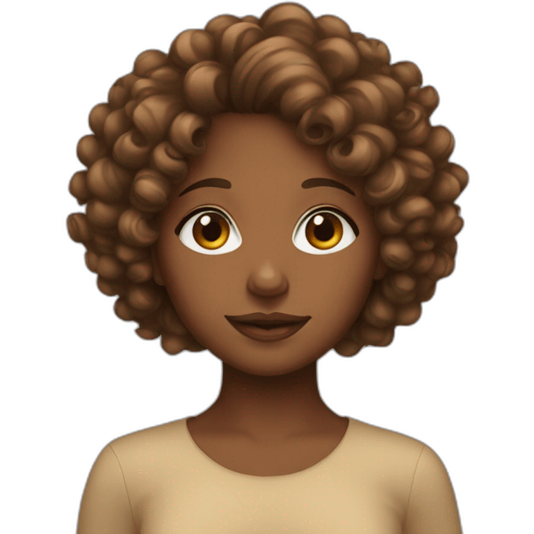 Brown girl with curly hair emoji