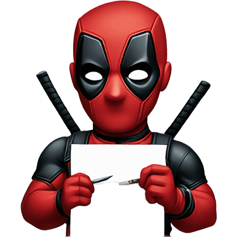 cute deadpool painting a painting emoji