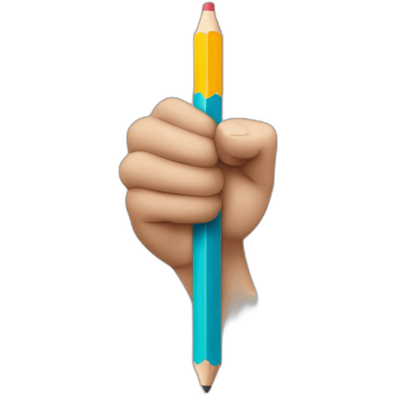 hand holding a big pencil in fist emoji