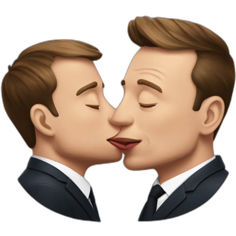 Emmanuel Macron kissing Elon Musk emoji