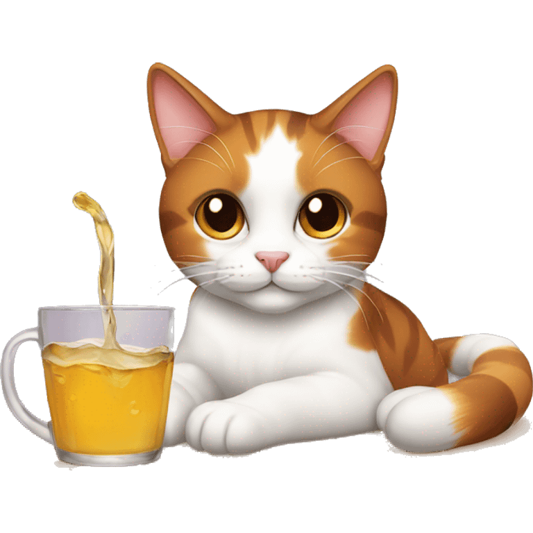 Calico cat drinking emoji