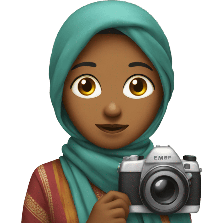 Indian girl with camera and scarf  emoji