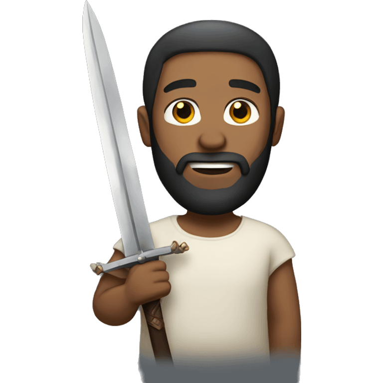 BROWN MAN WITH BEARD HOLDING A SWORD emoji