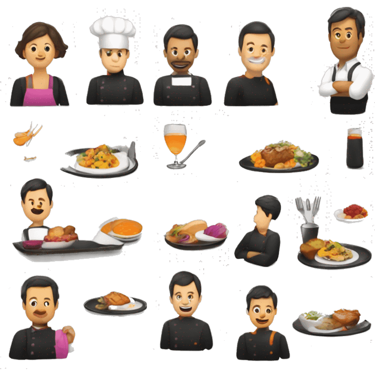 icono de menu de restaurante, donde se usen colores negro, fuxia y naranja emoji