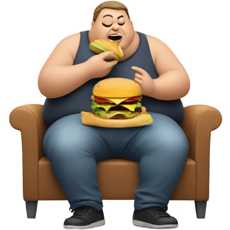 Fat man eating burger emoji