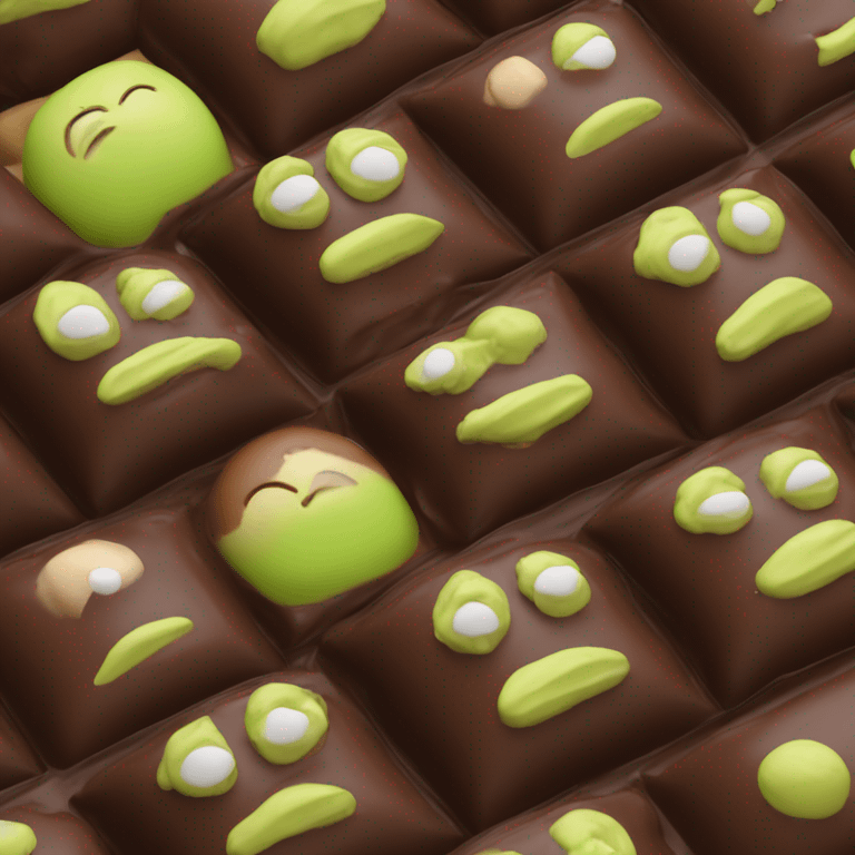 chocolate with filling mixed with cardif and pistachio jam emoji