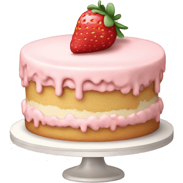 Light Pink strawberries and cream birthday cake  emoji