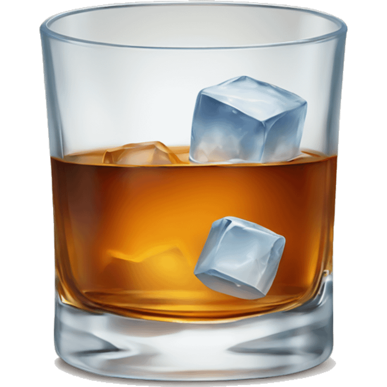 Whiskey with big ice cube in rocks glass emoji