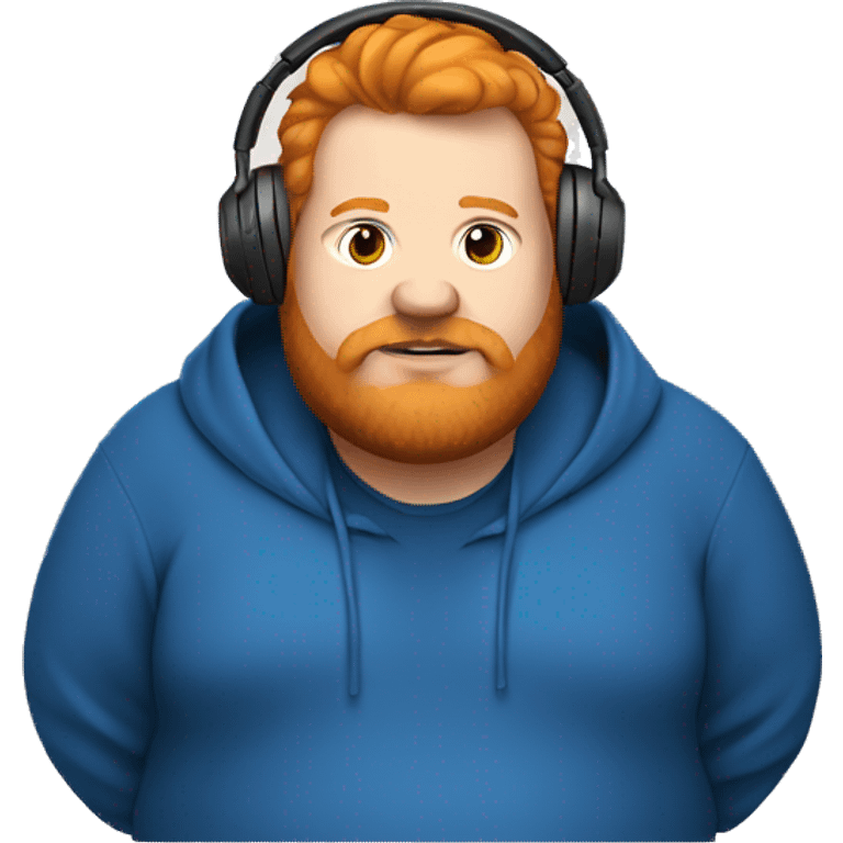 fat man with blue hoodie, headphones, ginger hair and beard emoji