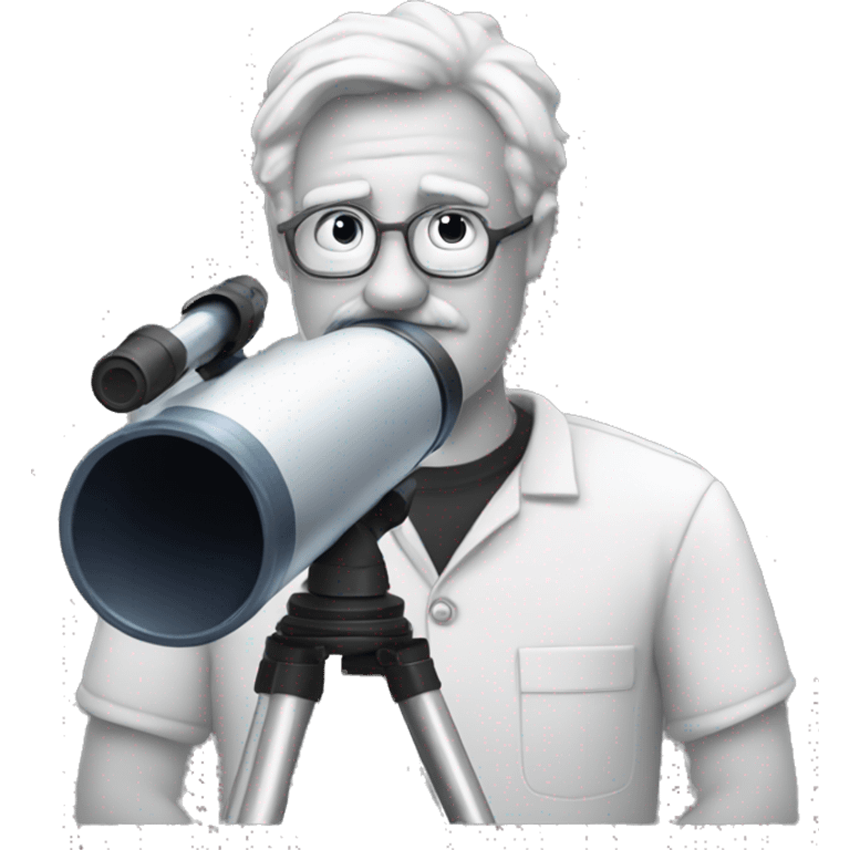 astronomer with a telescope and *his shirt titled*as "ASTRONOMERS CLUB" emoji