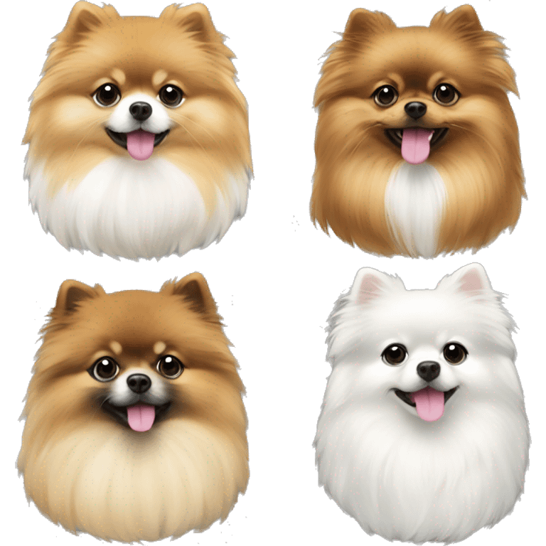 3 pomeranians one black one white one gold emoji