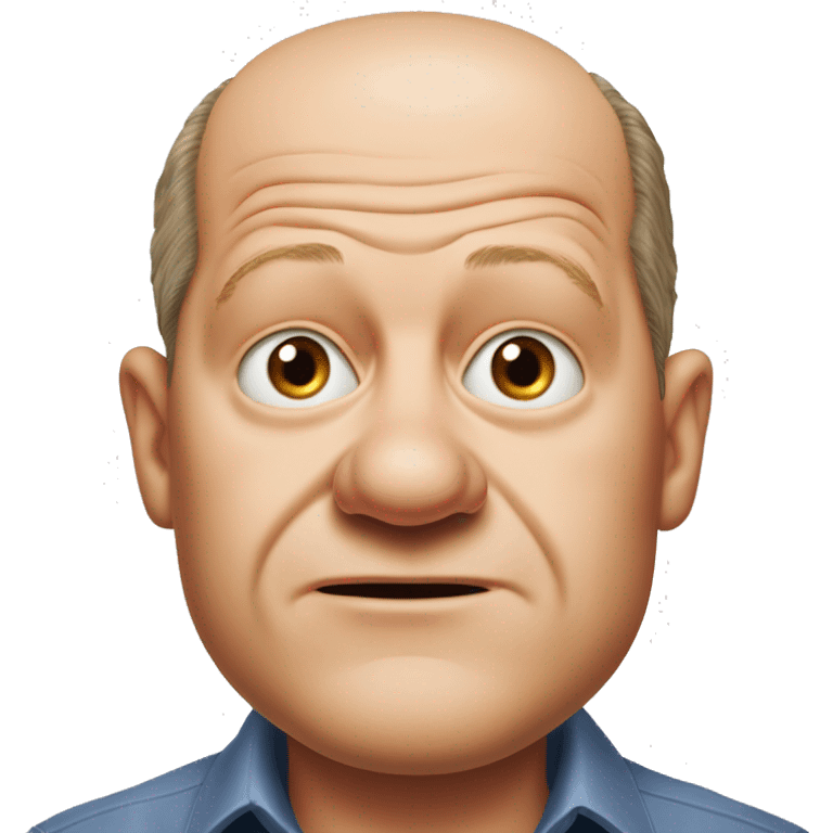 photorealistic Olaf Scholz embarrassed, guiltily shrugs sad emoji