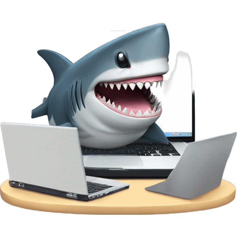 shark no teeth programmer on his laptop emoji