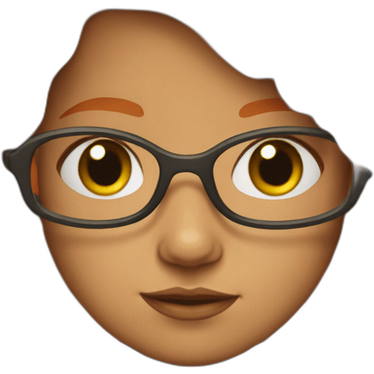 Girl with court orange hair and gree eyes and glasses emoji