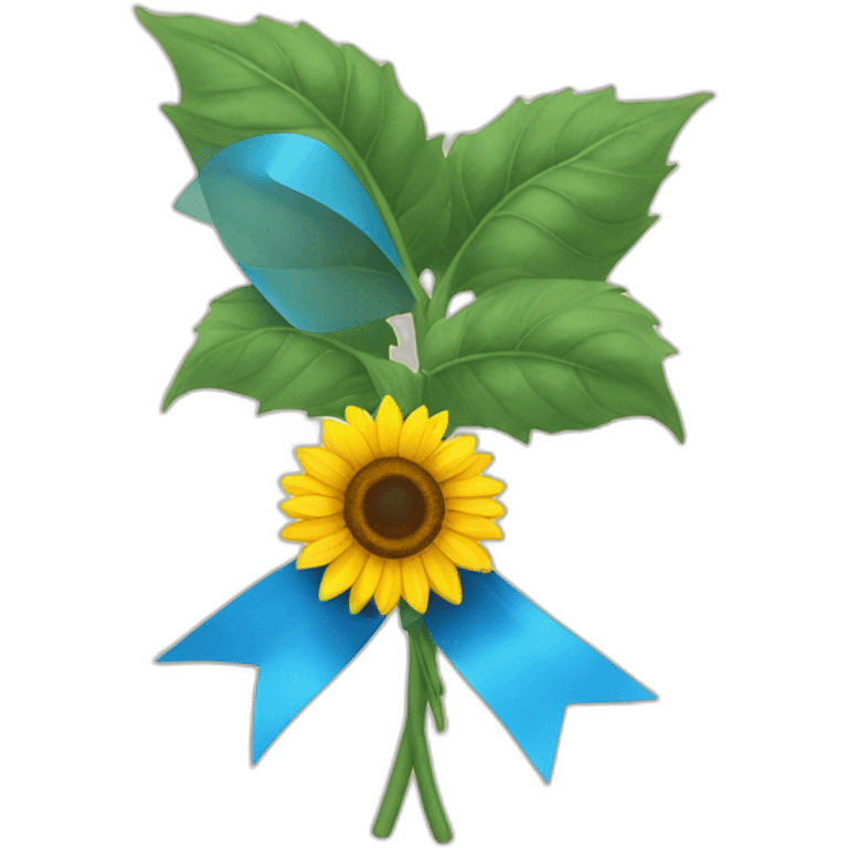 sunflower flowers tied with a yellow-blue ribbon emoji