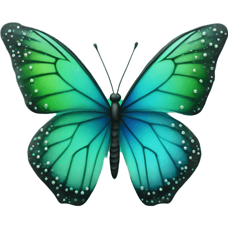 Blue and green ombre butterfly with sparkly wings emoji