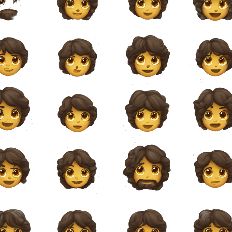 Moça morena olhos castanhos claros, cabelo preto medio, segurando uma caneca emoji