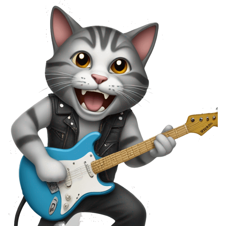 Cat jamming to hard rock music emoji