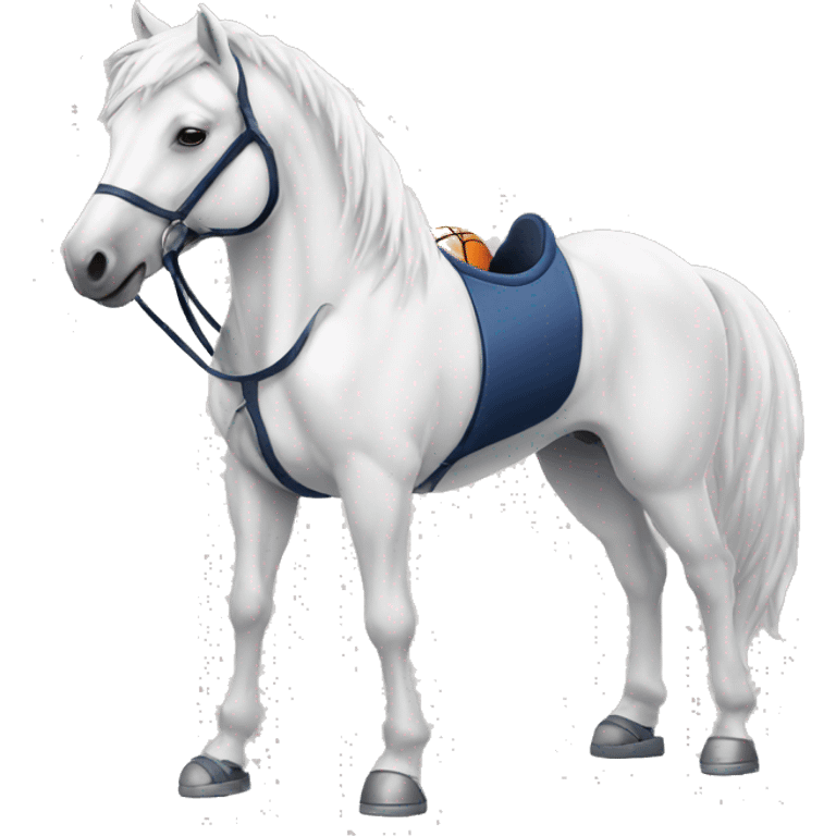 white horse with basketball emoji