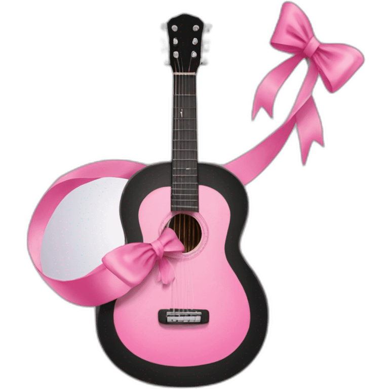 Black guitar with a coquette pink bow  emoji