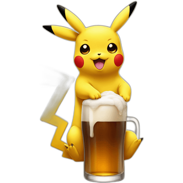 Pikachu avec une biere emoji