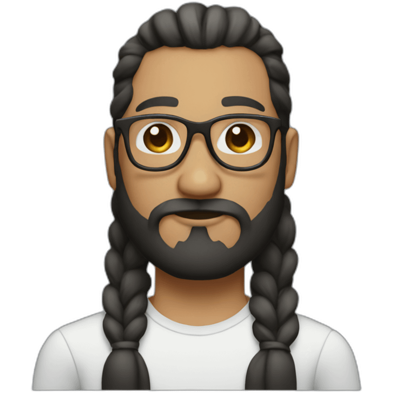 Man with long black and White beard long hair in ponytail and glasses emoji