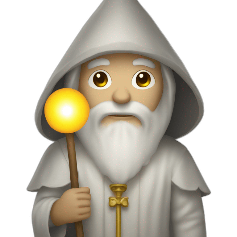 white pilgrim with a staff and a halo of light emoji