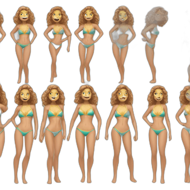 Slim-fit Caucasian woman bikini superhero pose (beach body) emoji