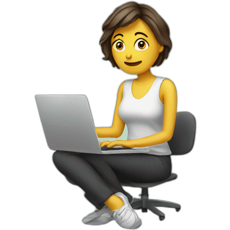 stressful lady sitting iwth laptop emoji