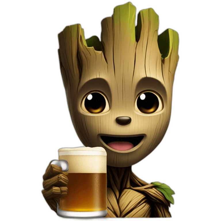 groot drink beer emoji