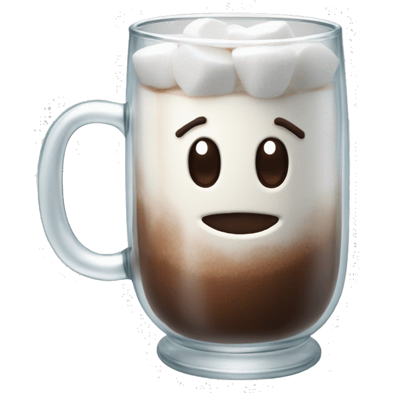 clear glass cocoa mug with marshmallow emoji