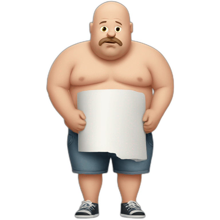 Fat Bald guy with toilet paper emoji