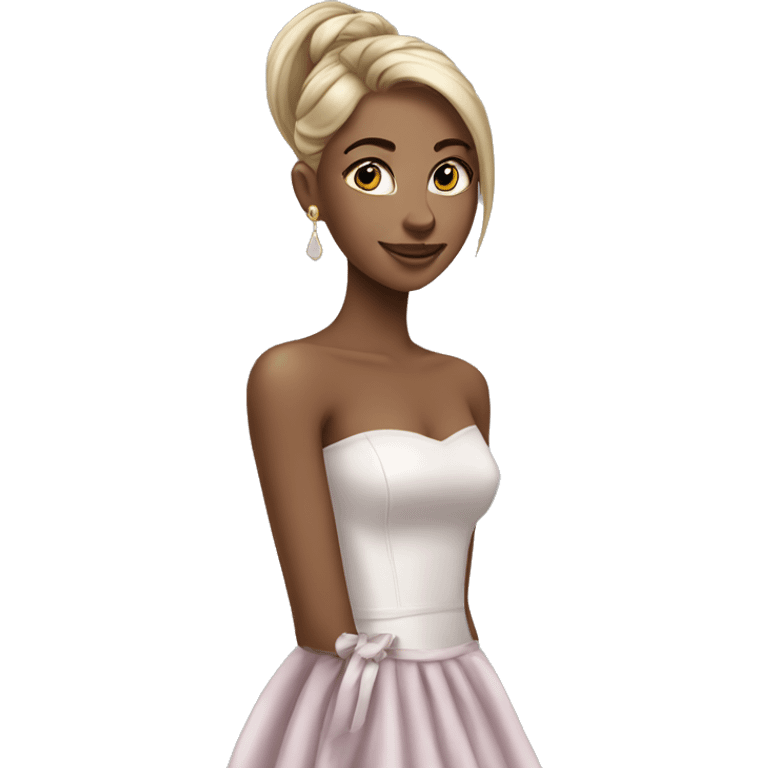 elegant girl in strapless dress long ponytail emoji