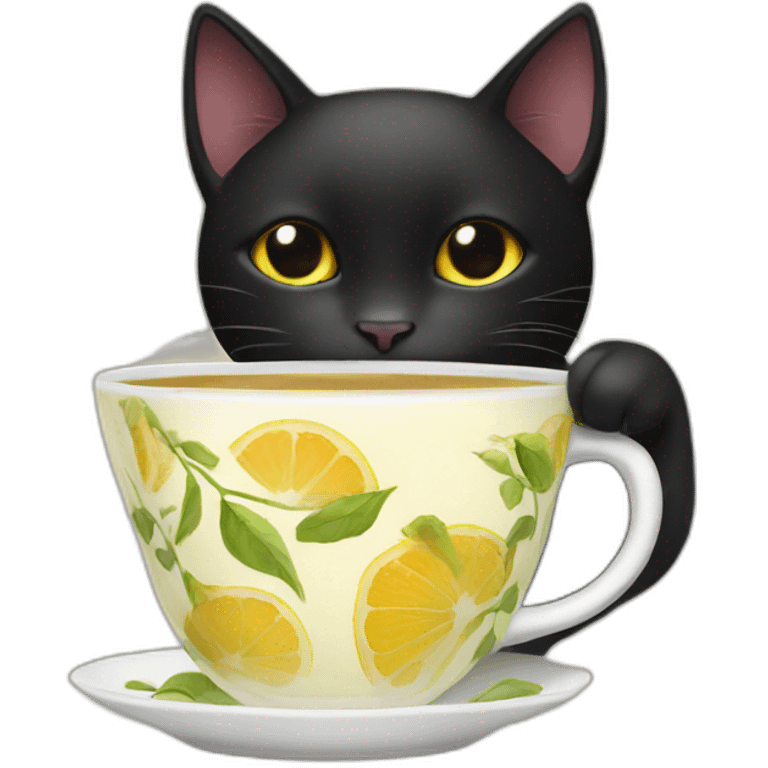 Black cat drink tea emoji