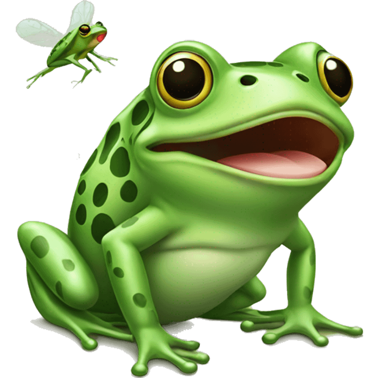 Frog catching a fly with tongue emoji