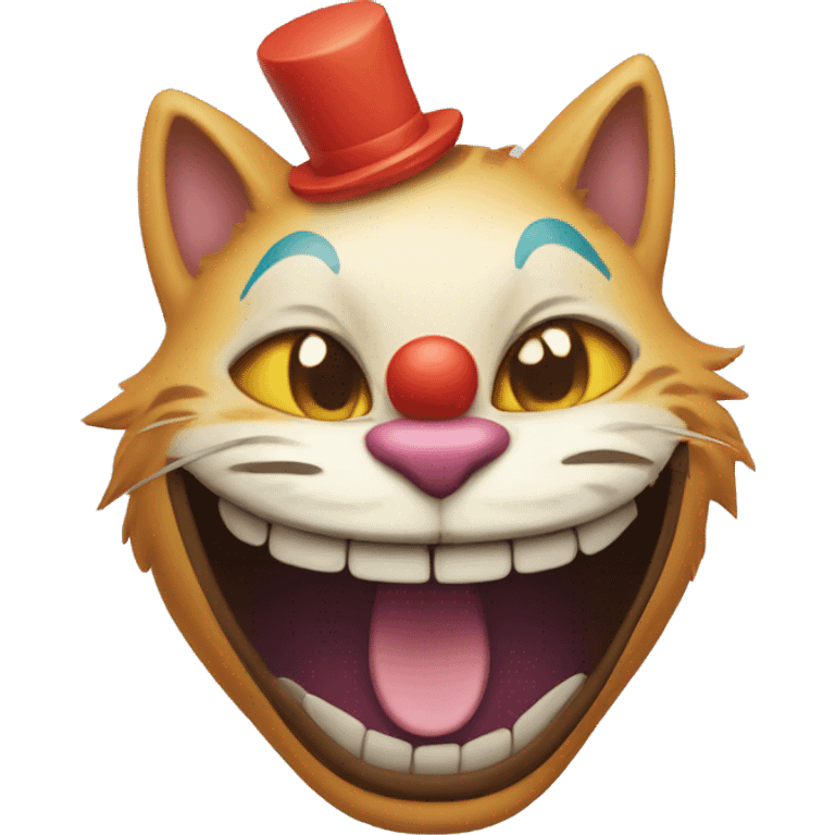 Cat with a clown smile emoji