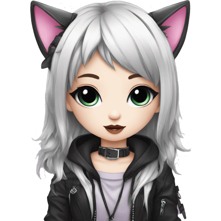 Edgy Kawaii Cute Cool Cartoon Beautiful Elegant Pretty Anime Punk Techwear Gothic Catgirl emoji