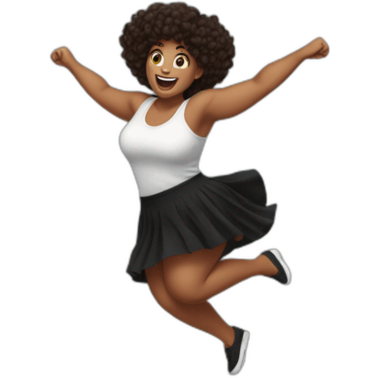 curvy beauty jumping black skirt emoji