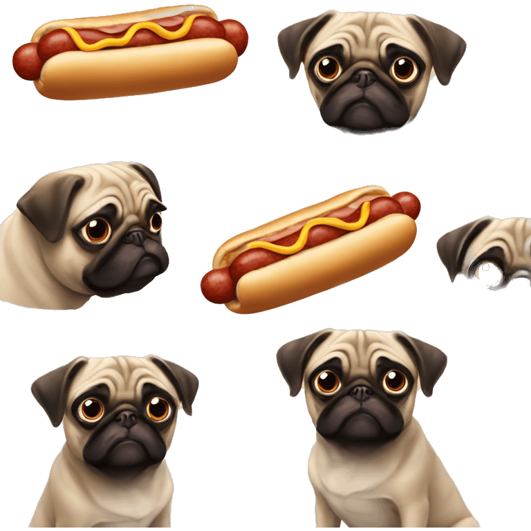 Pug with a hotdog emoji