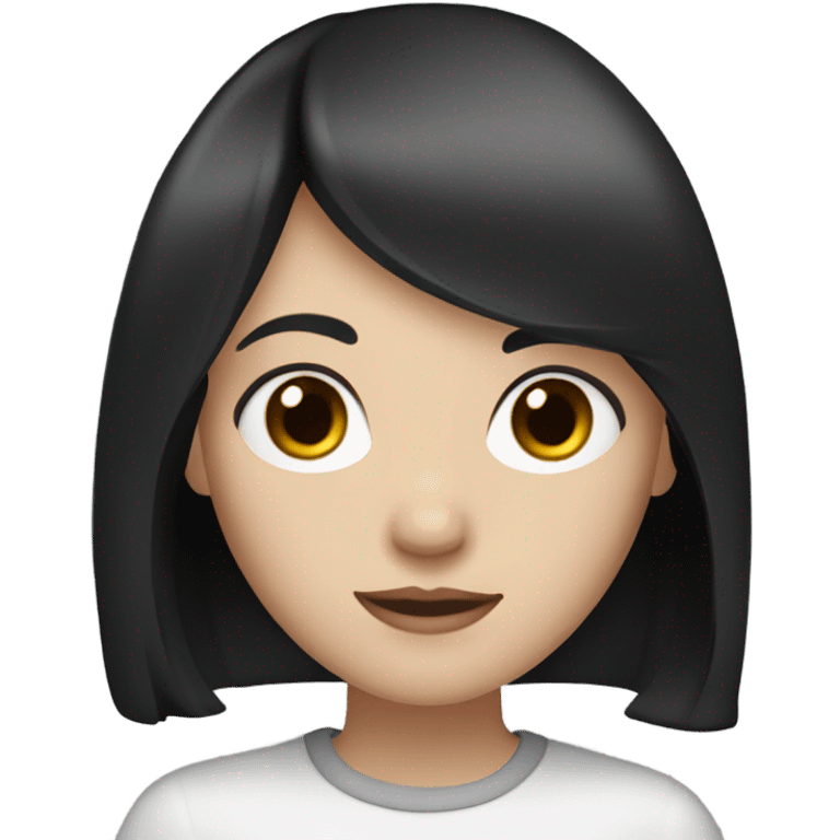 a girl with medium length black hair, pale skin and brown eyes emoji